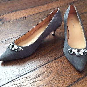 Talbots gray leather kitten heels
